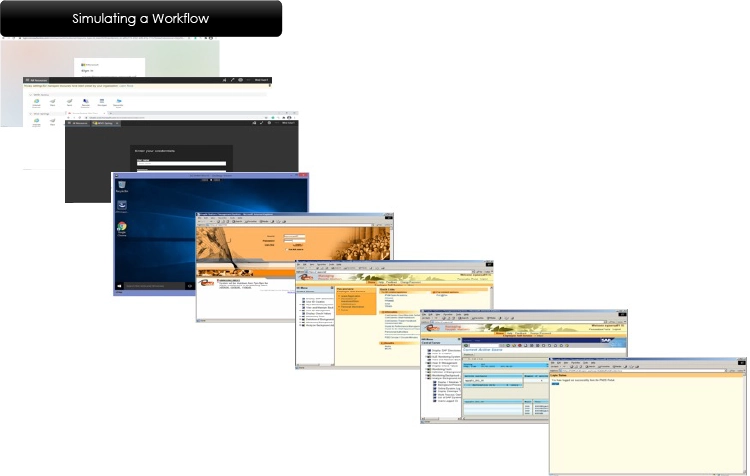 MSPs offering digital workspaces can add value leveraging simulation tools - image shows screenshots of a simulation of a user using multiple apps within a digital workspace desktop such as Citrix or VMware