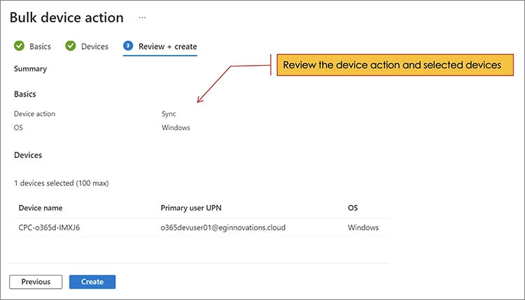 How to set up a bulk action to apply a Sync event to the Windows 365 Cloud PC group.