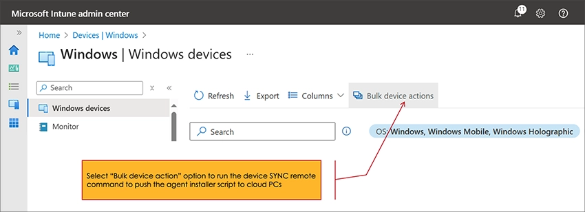 Adding a PowerShell script to the Windows 365 Cloud PC desktop. This will run in the desktop and cause the eG VM agent to be installed.