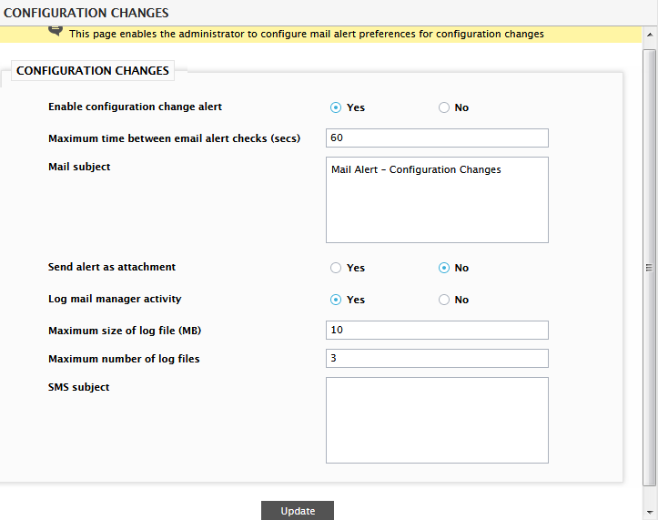 Enabling Email Alerting for Configuration Changes