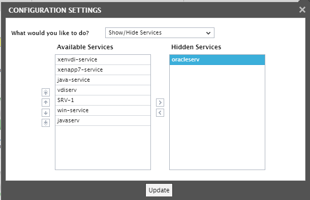 Hide Services from Business Dashboard