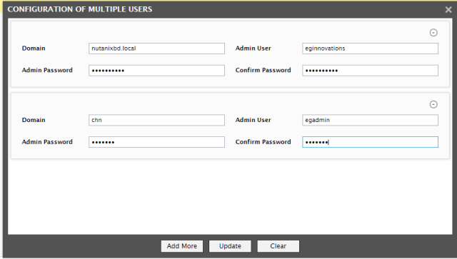 Page to Configure Multiple Users
