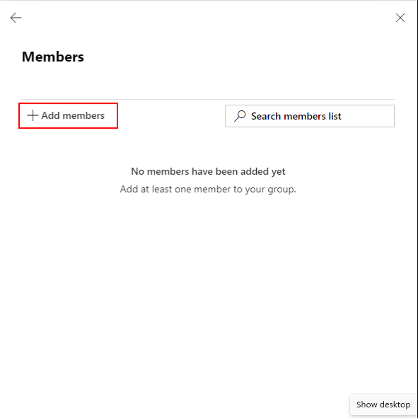 Clicking on Add members Link