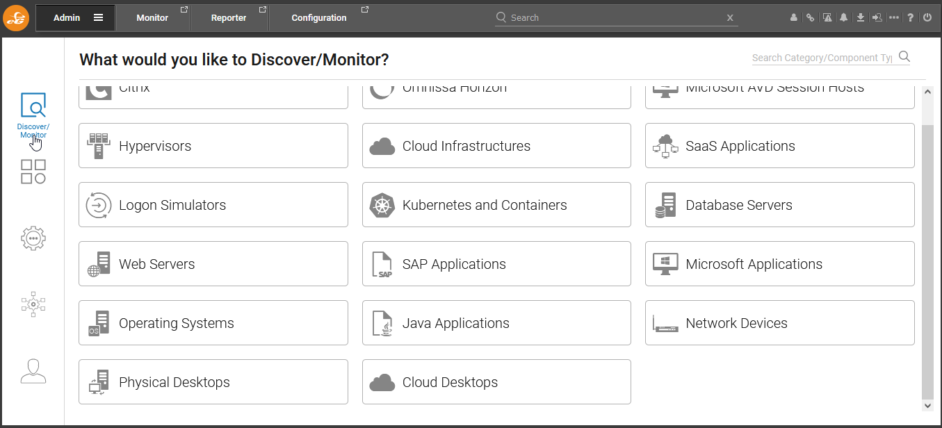 Selecting Discover/Monitor Page