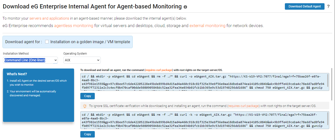 Installing eG Agent on AIX Using Curl Command