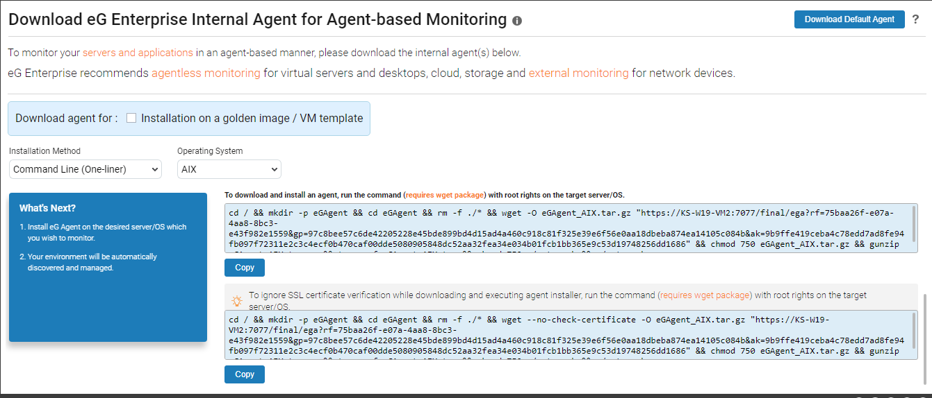 Installing eG Agent on AIX Using wget Command