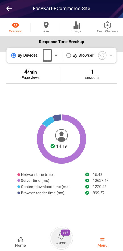Real User Monitoring Dashboard Overview